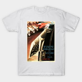 Roma Italy Salon International Automobile Advertisement Vintage Car T-Shirt